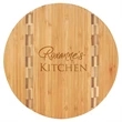 Round Bamboo Cutting Board  9 3/4" with Butcher Block Inlay