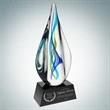 Art Glass Teal Aurora Award w/Black Base