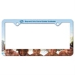 White Auto License Frame w/ 4 Holes & Large Bottom Straight