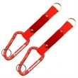 Red Carabiner with Strap and Metal Plate and Split Ring