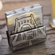 4-Piece Square Metal Coaster Set with Holder