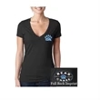 Short Sleeve Ladies V-neck T-shirt - BLACK