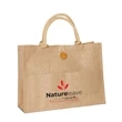 Jute Shopping Bag with Front Pocket /Buttoned Closure