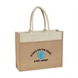 Two tone jute bag W/ Front Pocket & Cotton Webbed Handles