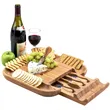 Bamboo Charcuterie Cheese Board with 4-Piece Knife Set