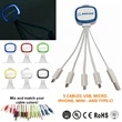 Light Up 5-In-1 Mobile USB Charging Cables - W/ Type C