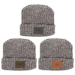 MILLINER Cuffed 100% Cotton Knit Beanie with Leather Patch