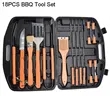 18PCS BBQ Grilling Tool Set With Wooden Handle