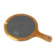 Small Flair Round Acacia Wood/ Slate Serving Board with Hand