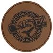 3" Round Dark Brown Laserable Leatherette Patch with Adh