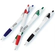 White Barrel European Design Ballpoint Pen w/Rubber Grip