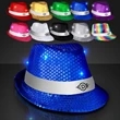 Shiny Single Colored Fedora Hats with White Bands