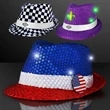 Shiny Colorful Fedora Hats with White Bands