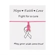 Breast Cancer Awareness Pink Ribbon Bracelet w/ Card