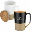 15 oz Ceramic Mug with Two Tones and Wood Lid