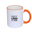 11oz Colorful Rim Handle White Ceramic Mug