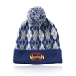 Diamond Pattern Knitted Pompom Beanie