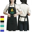 14 oz. Canvas Kitchen Apron w/ Leather accent & 2 pockets