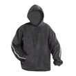 Polar fleece pullover sweatshirt with hood and piping