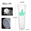 32oz Disposable Plastic Beverage Cup with lids