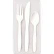 White Plastic Fork, Spoon, & Knife Set