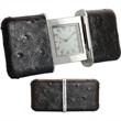 Slide Clock, Black Leather