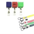 Square retractable badge holder with lanyard