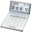 Aluminum slim line calculator/clock with date,  temperature
