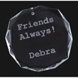 Laser Engraved Crystal Round Facet Christmas Ornament