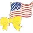 Enamel American Flag w/Ribbon