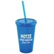 16oz Plastic Tumbler w/lid & straw