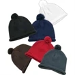Solid roll Up Beanies with Pom-Pom