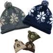 Snowflake Roll Up Beanies with Pom-Pom