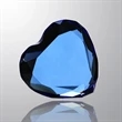 Optical Crystal Cobalt Blue Heart Paperweight 3"W