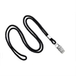 Black Blank Round Lanyard with Bulldog Clip